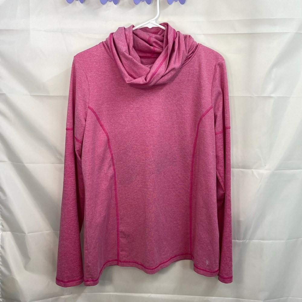 Danskin NOW women's pink cowl neck pullover‎ stretch active fitted shirt large